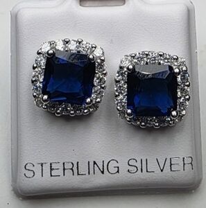 SOLD: 4.2ctw Genuine Sapphire Statement Stud Earrings 925 Sterling Silver